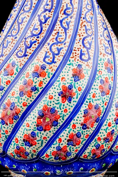 گلدان صراحی قلدار مینا کاری سایز 16 کد 003(10604)