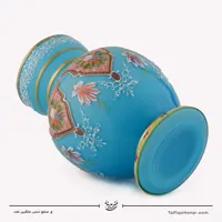 گلدان سه پوست نقاشی شده رنگ فیروزه ای سایز 24