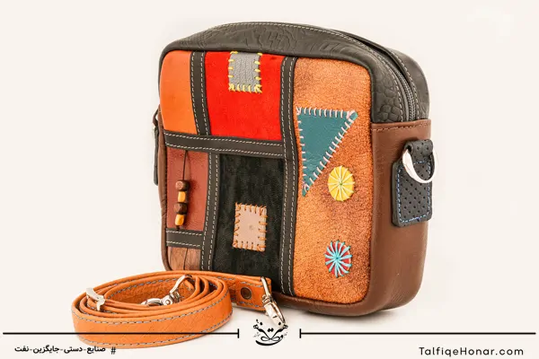 کیف چرم تکه دوزی دوشی زنانه