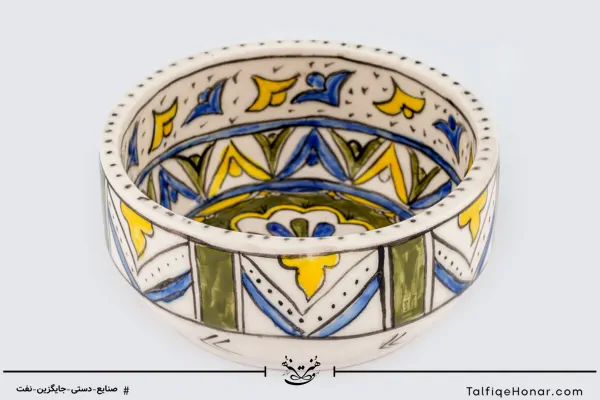 کاسه نقاشی زیر لعابی طرح شمسه