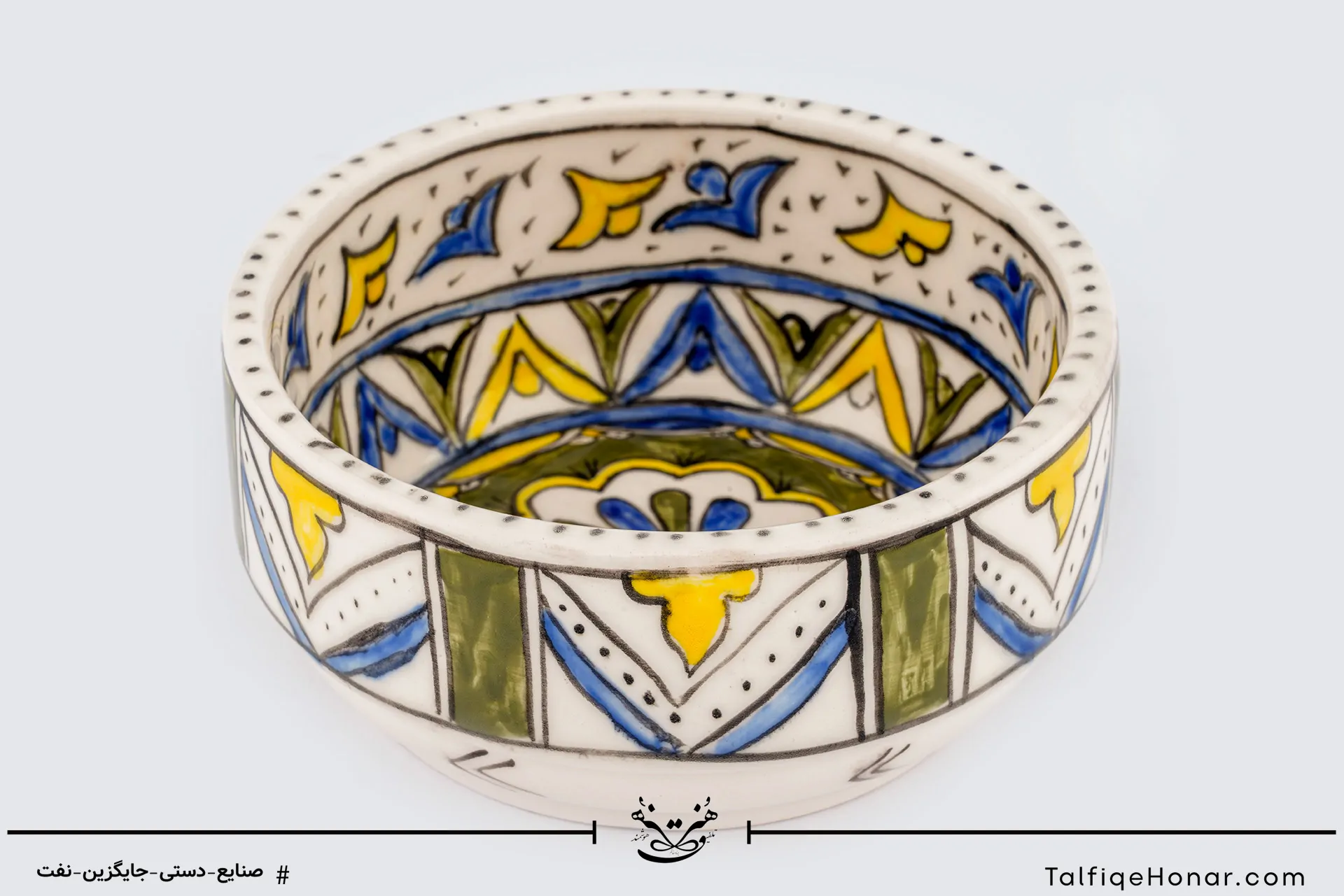 کاسه نقاشی زیر لعابی طرح شمسه