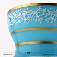 گلدان سه پوست نقاشی شده رنگ فیروزه ای سایز 24