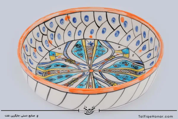 کاسه نقاشی زیر لعابی طرح چرخ آسمان