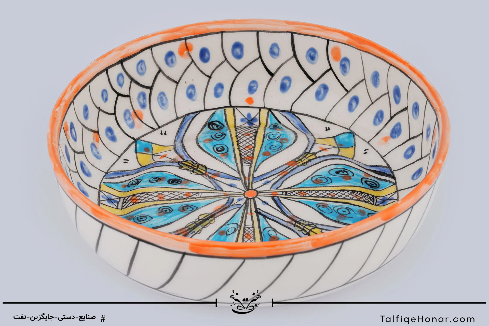 کاسه نقاشی زیر لعابی طرح چرخ آسمان