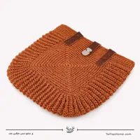 کیف قلاب بافی با الیاف طبیعی رافیا طرح ریحان رنگ آجری سایز 28*30