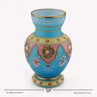گلدان سه پوست نقاشی شده رنگ فیروزه ای سایز 24