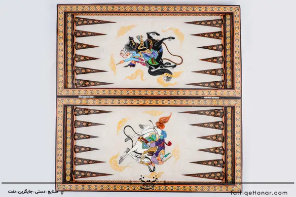 تخته نرد نیم گرد خاتم طرح چوگان (10002)