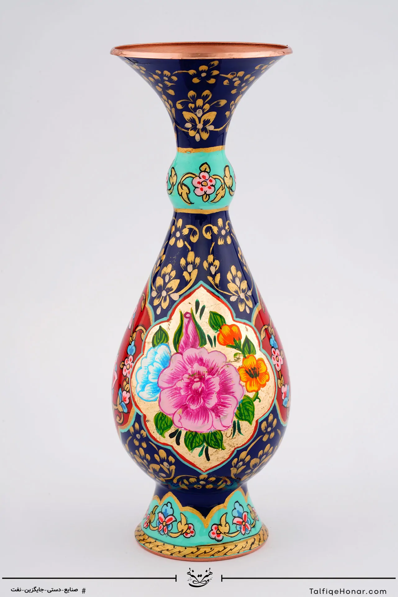 گلدان صراحی تمام پرداز با ورق طلا سایز 20 کد 001(10482)
