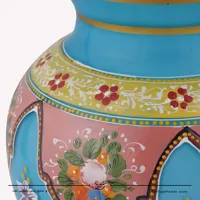 گلدان سه پوست نقاشی شده رنگ فیروزه ای سایز 24