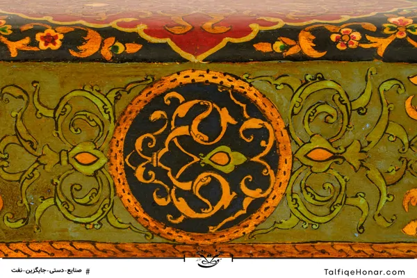 قلمدان چوب گردو تذهیب قرینه سایز29