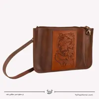 کیف دوشی زنانه حکاکی پاسپورتی طرح میرا رنگ قهوه ای سایز 25*30