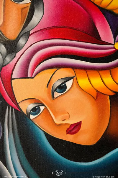 تابلو نقاشی رنگ روغن طرح جام هستی سایز 100*70