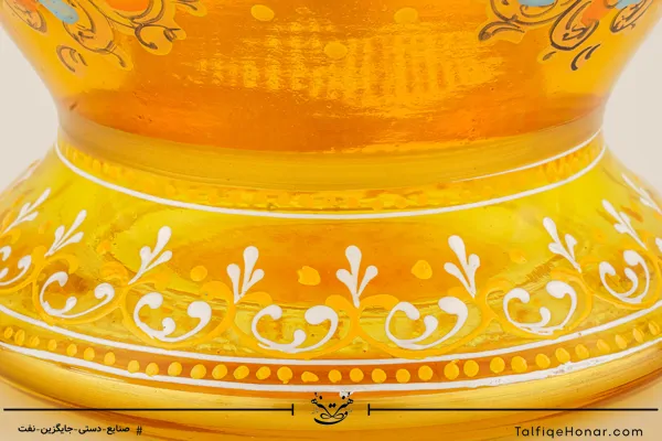 شکلات خوری آبگینه نقاشی شده زرد سایز 30