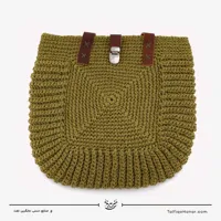 کیف قلاب بافی با الیاف طبیعی رافیا طرح ریحان رنگ فسفری سایز 28*30