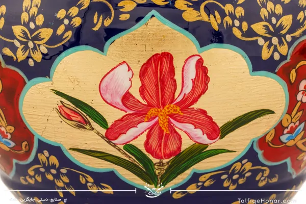  قندان سیبی تمام  پرداز با ورق طلا سایز 23