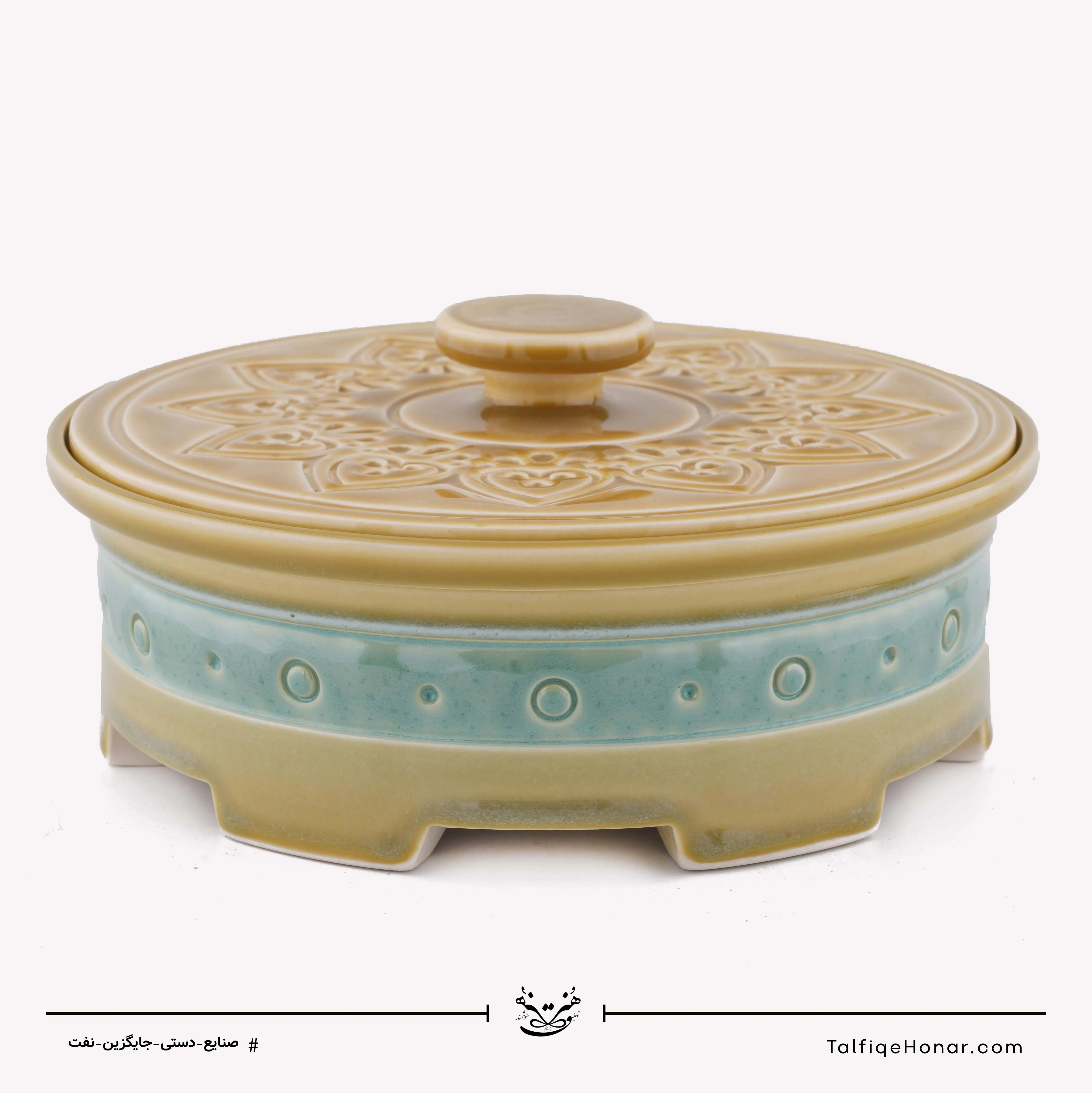 شکلات خوری سرامیکی با رنگ کرم قطر 22