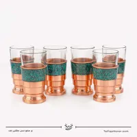 سرویس 6 نفره شربت خوری مس فیروزه کوبی