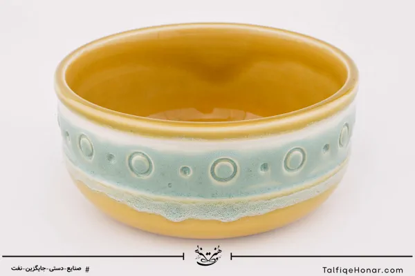 جفت کاسه سرامیکی با رنگ کرمی قطر 12