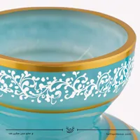 گلدان سه پوست نقاشی شده فیروزه ای سایز 28