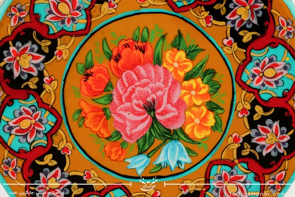 جاجواهری استوانه مس تمام پرداز شش ترنج گل ومرغ کد(10526)