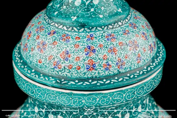 قندان مینا قلم ریز اعلاء سبز ویکتوریا سایز 16