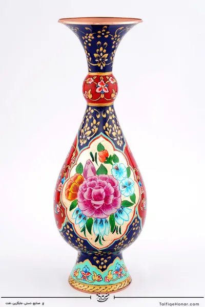 گلدان صراحی تمام پرداز با ورق طلا سایز 25 کد 001(10482)