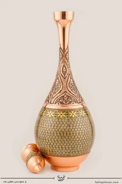 تنگ مس قلمزنی و خاتم سایز 50 کد 001 کد10002