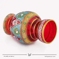 گلدان آبگینه نقاشی شده قرمز سایز 24