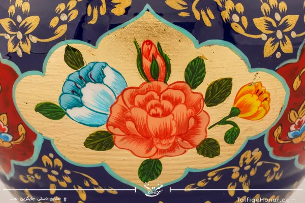  قندان سیبی تمام  پرداز با ورق طلا سایز 23
