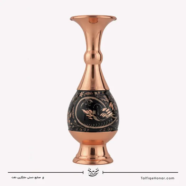 گلدان صراحی مس الماس تراش طرح ویژه نقره سایز20کد10002