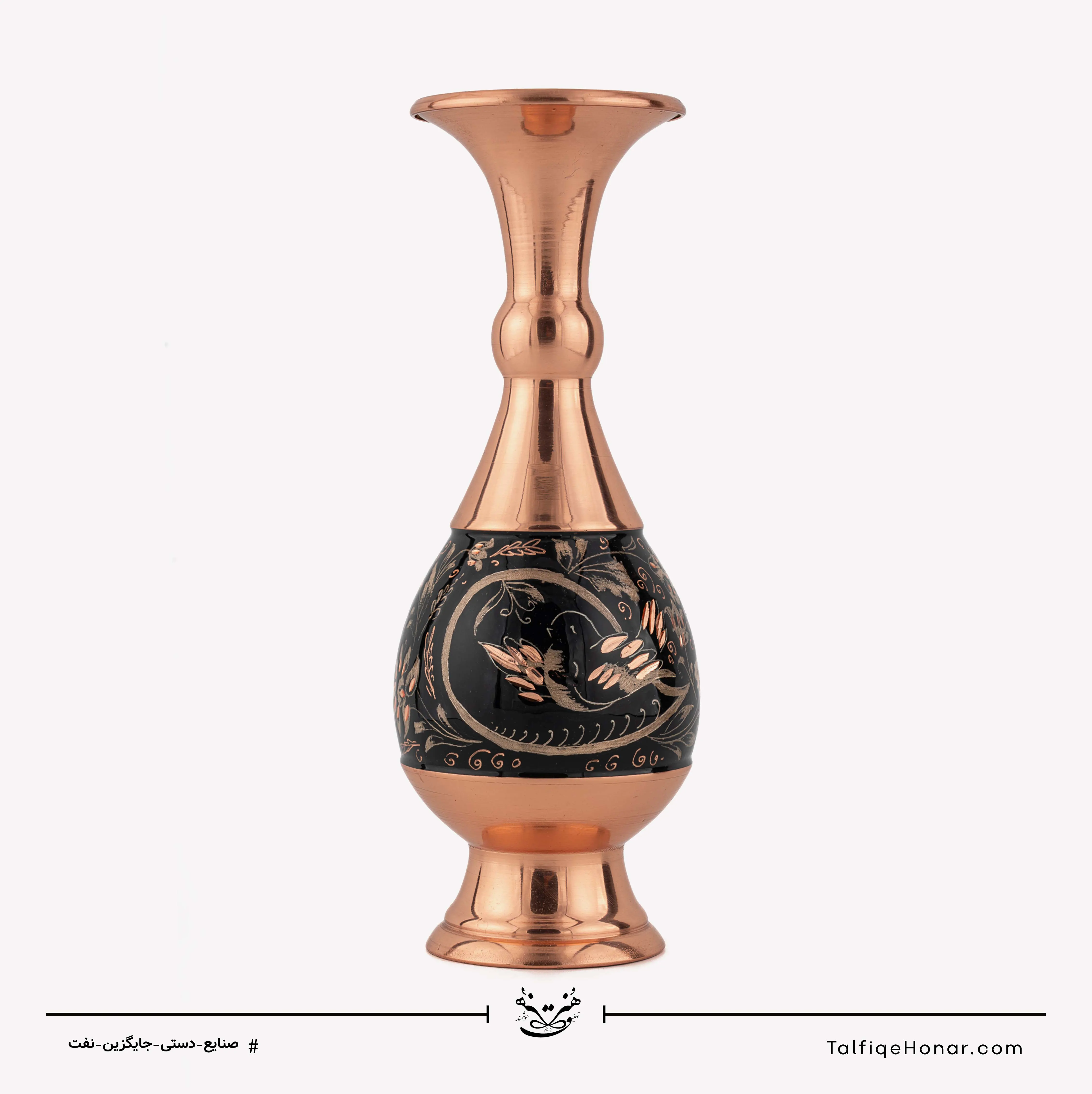 گلدان صراحی مس الماس تراش طرح ویژه نقره سایز20کد10002