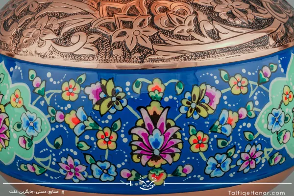 گلدان اناری مسی پرداز و قلم زنی سایز 17(10526)