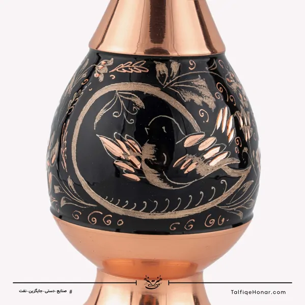 گلدان صراحی مس الماس تراش طرح ویژه نقره سایز20کد10002