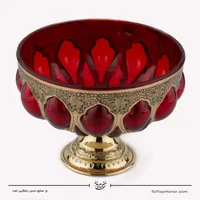 ظرف میوه خوری قلمزنی و آبگینه رنگ قرمز قطر 23