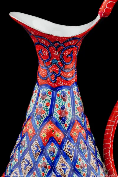 پارچ قلدار مینا کاری زمینه رنگ قرمز سایز 16(10604)