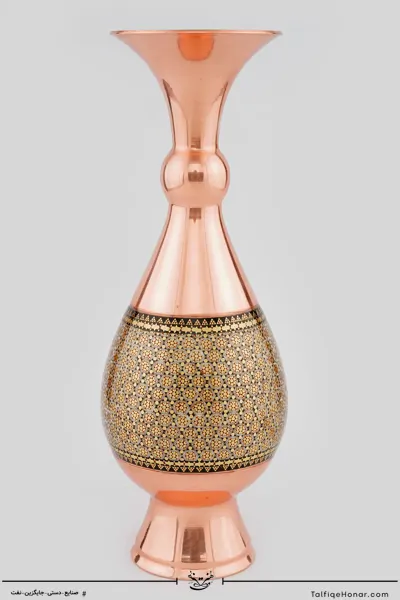 گلدان صراحی مس و خاتم سایز 25(10482)