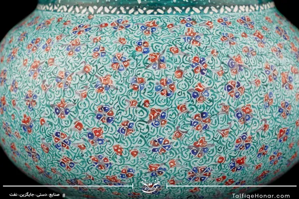قندان مینا قلم ریز اعلاء سبز ویکتوریا سایز 16