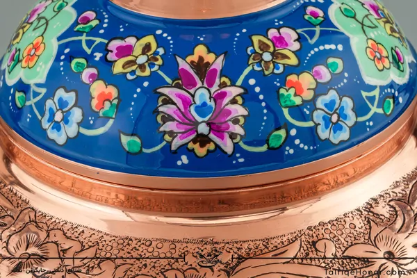 قندان سلجوقی مسی قلم زنی و پرداز سایز 17(10526)