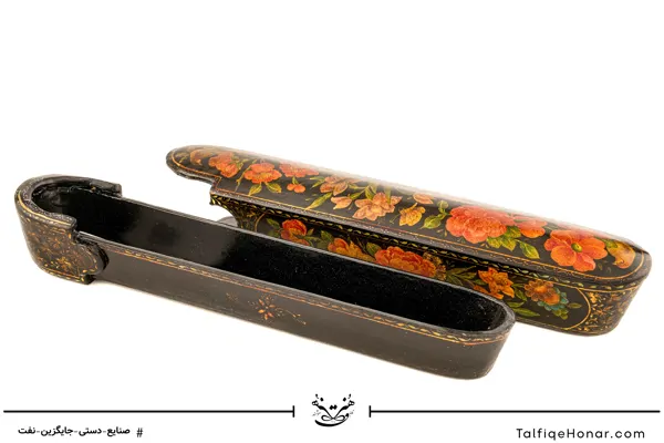  قلمدان پاپیه ماشه گل و مرغ و تشعیر اعلا سایز 22