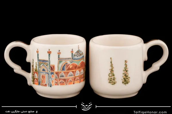 ست چای خوری دو نفره با سینی طرح عمارت مسجد شاه عباس