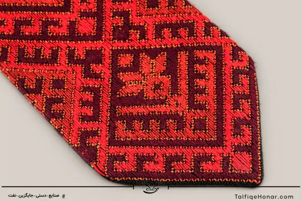 کراوات سوزن دوزی بلوچ طرح طاووس و گل سرخ کد003