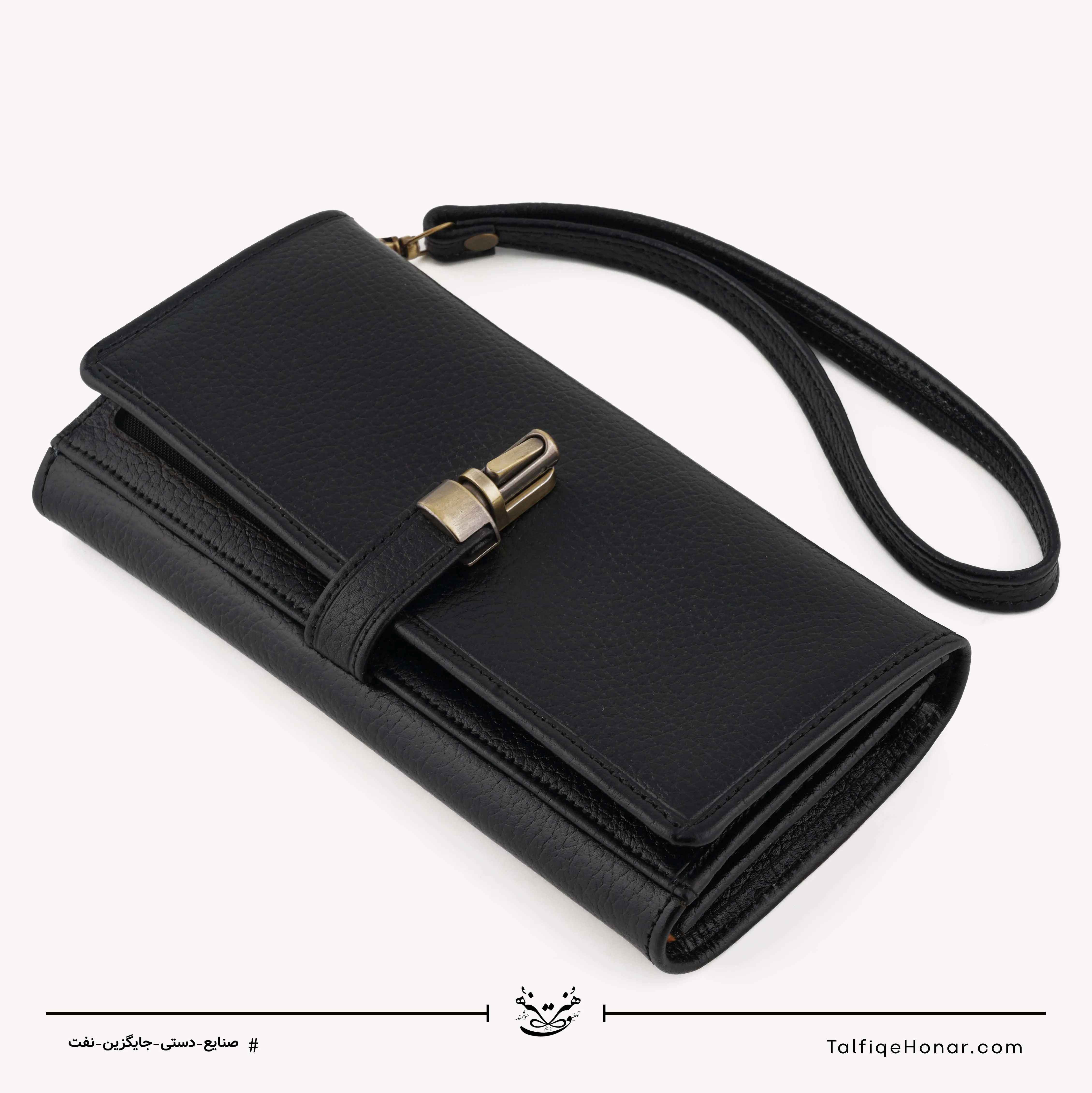 کیف دستی زنانه چرم مدل آنا رنگ مشکی سایز 3*10*20
