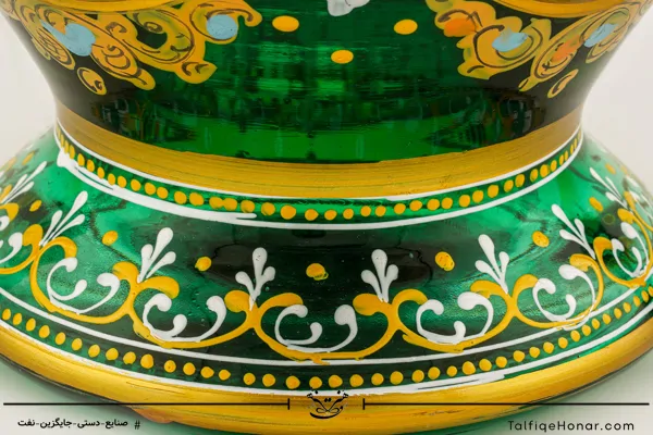 شکلات خوری آبگینه نقاشی شده سبز سایز 30