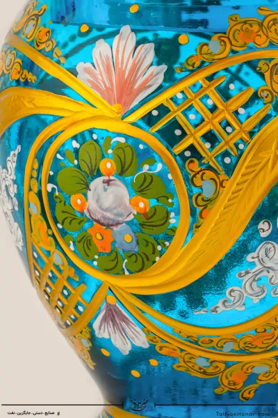 شکلات خوری آبگینه نقاشی شده آبی سایز 30