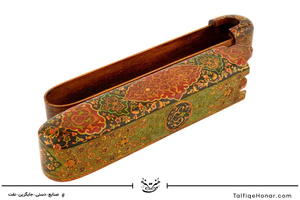 قلمدان چوب گردو تذهیب قرینه سایز29