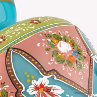 گلدان سه پوست نقاشی شده فیروزه ای سایز 28