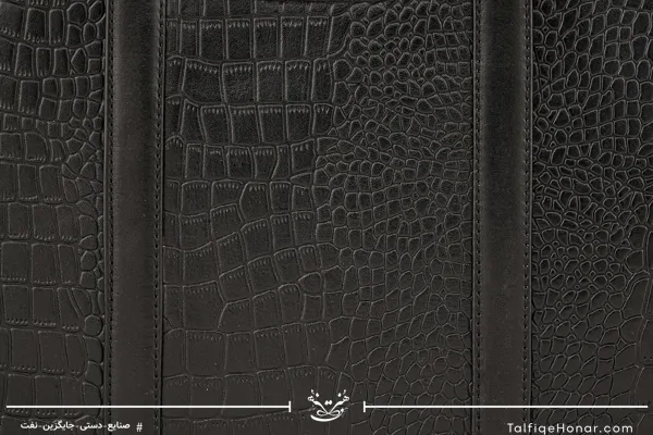 کیف اداری چرم مشکی طرح کروکدیل 30*40