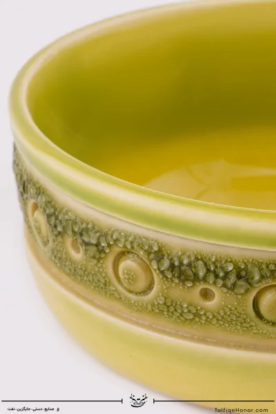 جفت کاسه سرامیکی با رنگ سبز فسفری قطر 12