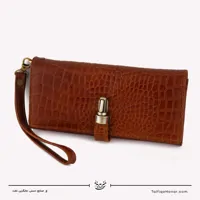 کیف دستی زنانه چرم طرح کروکدیل مدل آنا رنگ عسلی سایز 3*10*20