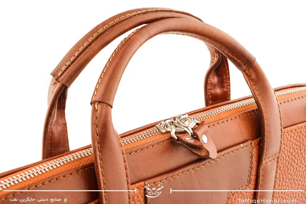 کیف اداری چرم فلوتر گاوی رنگ عسلی سایز 30*40